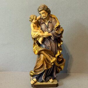 Vintage Dolfi Wood Carved Fontanini Italy Figurine Joseph Jesus Nativity Antique